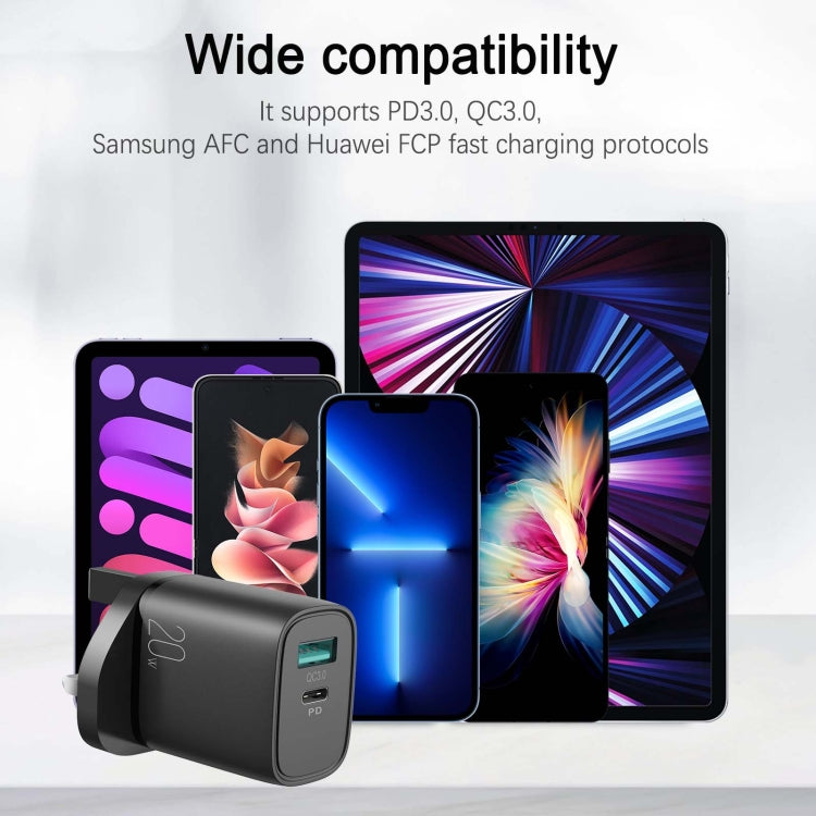 JOYROOM L-QP2011 20W USB+USB-C/Type-C Fast Charger, UK Plug