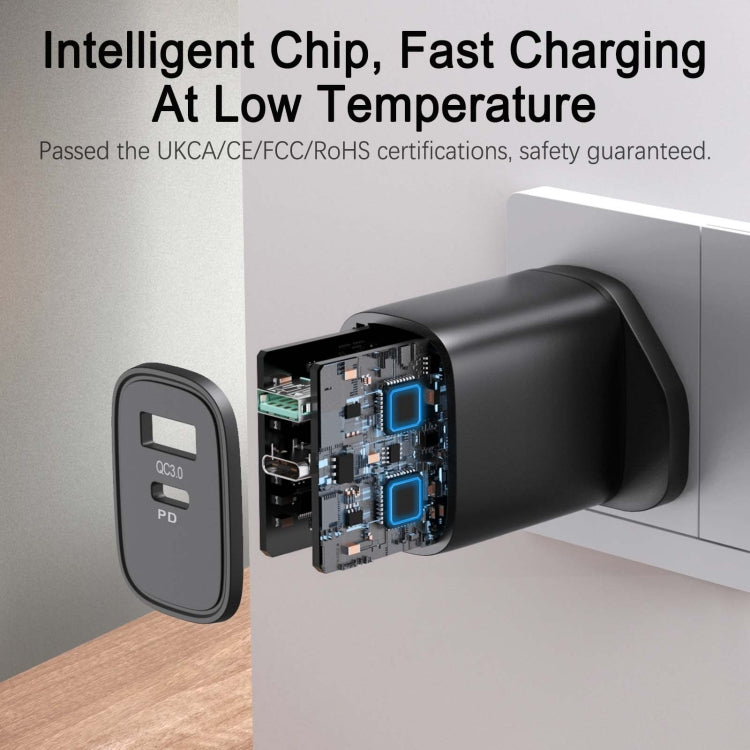 JOYROOM L-QP2011 20W USB+USB-C/Type-C Fast Charger, UK Plug