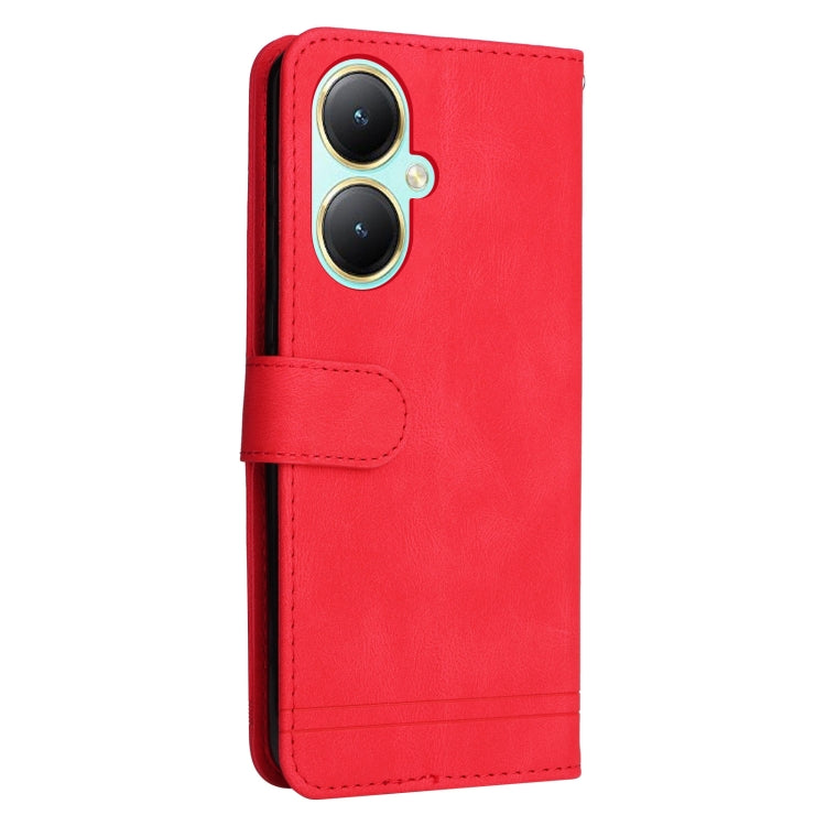 For vivo Y35+ Skin Feel Life Tree Metal Button Leather Phone Case