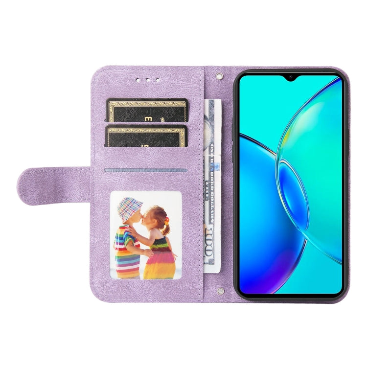 For vivo Y35+ Skin Feel Life Tree Metal Button Leather Phone Case