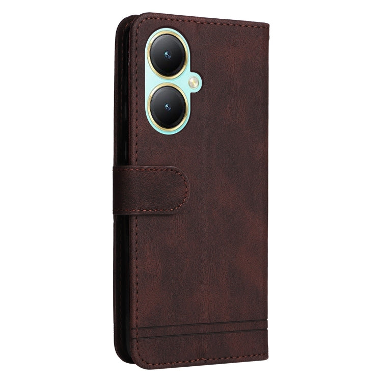 For vivo Y35+ Skin Feel Life Tree Metal Button Leather Phone Case