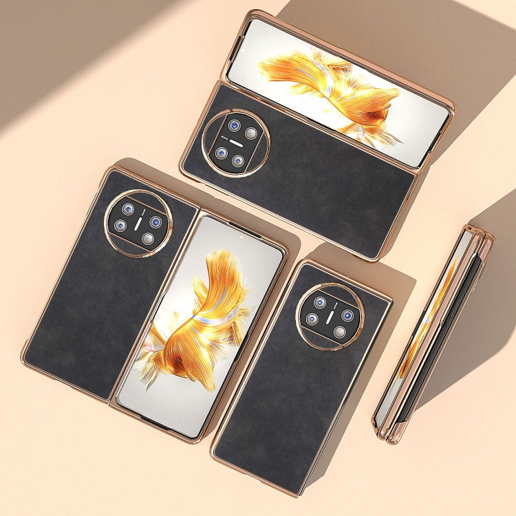 For Huawei Mate X3 Nano Plating Morocco Texture PU Phone Case