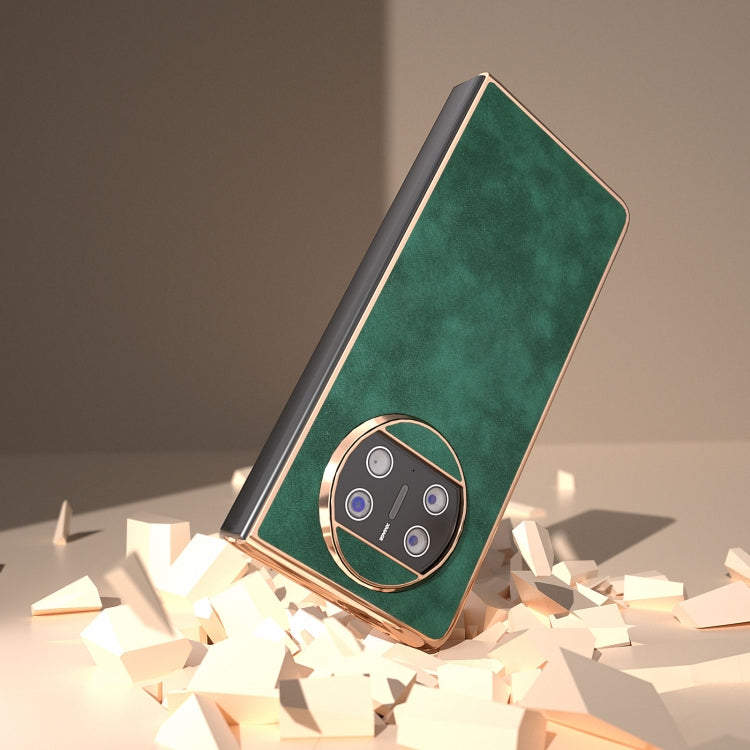 For Huawei Mate X3 Nano Plating Morocco Texture PU Phone Case