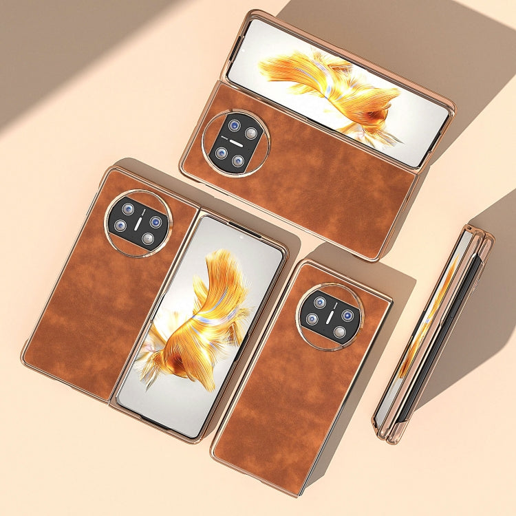 For Huawei Mate X3 Nano Plating Morocco Texture PU Phone Case