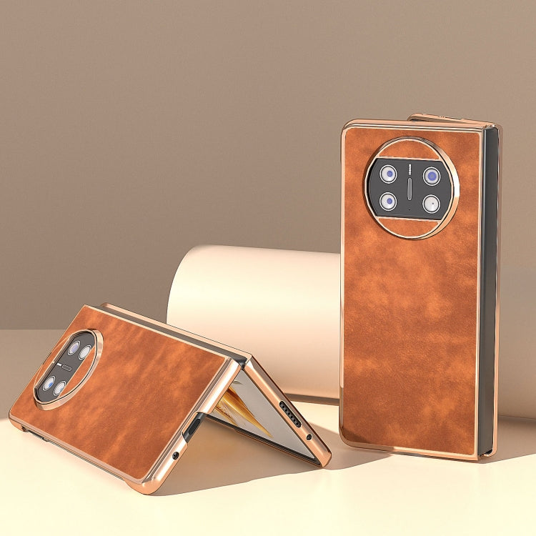 For Huawei Mate X3 Nano Plating Morocco Texture PU Phone Case