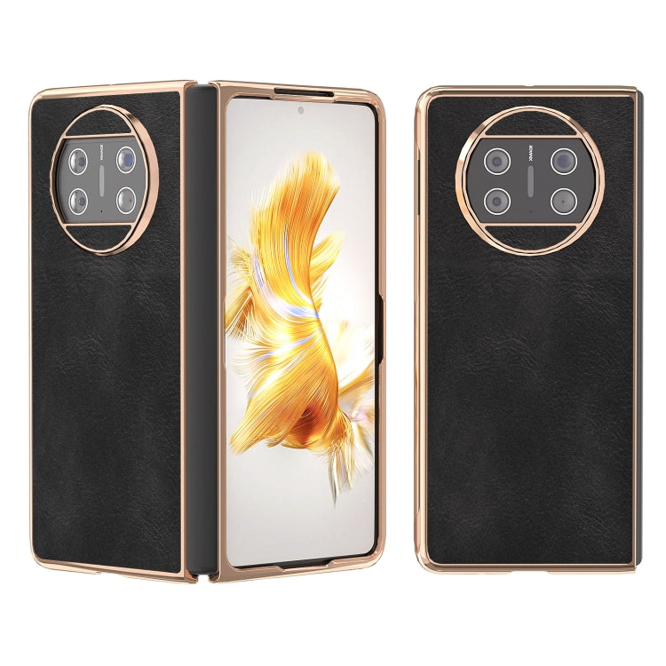 For Huawei Mate X3 Nano Plating Cowhide Texture PU Phone Case