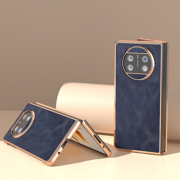 For Huawei Mate X3 Nano Plating Cowhide Texture PU Phone Case