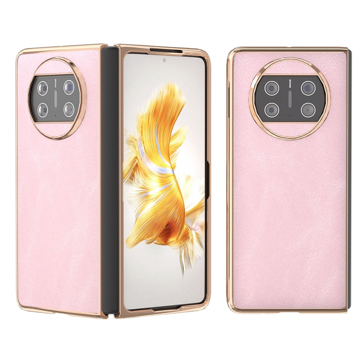 For Huawei Mate X3 Nano Plating Cowhide Texture PU Phone Case