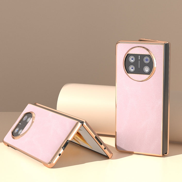 For Huawei Mate X3 Nano Plating Cowhide Texture PU Phone Case