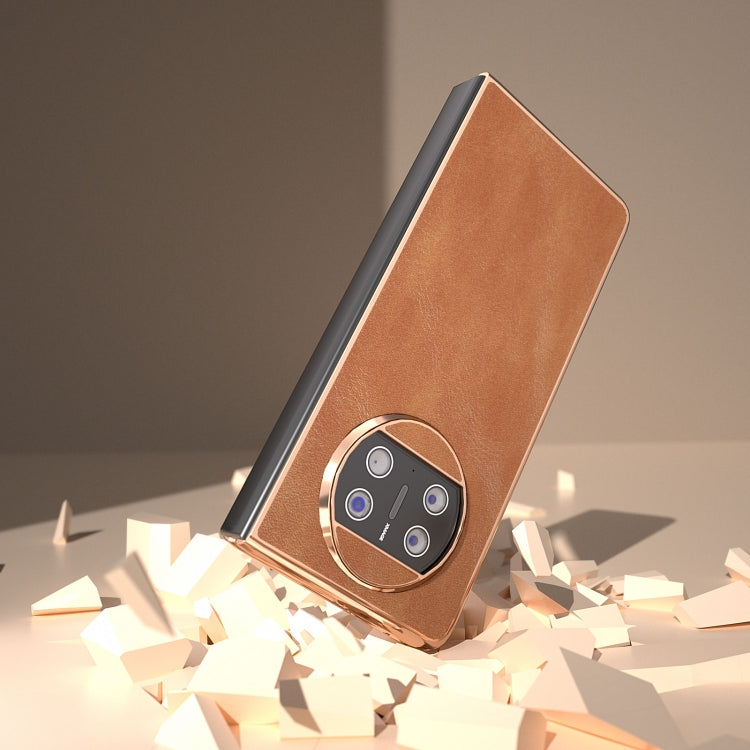 For Huawei Mate X3 Nano Plating Cowhide Texture PU Phone Case