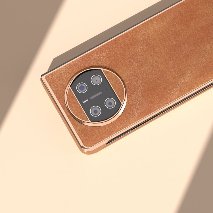 For Huawei Mate X3 Nano Plating Cowhide Texture PU Phone Case
