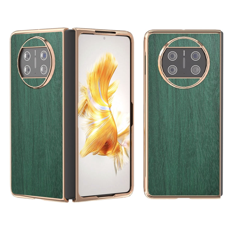 For Huawei Mate X3 Nano Plating Wood Texture PU Phone Case