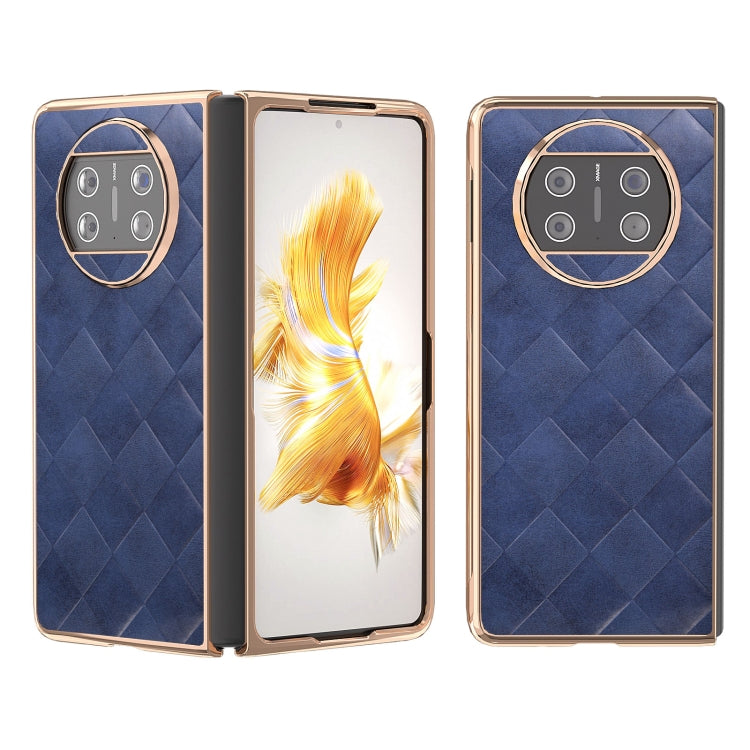 For Huawei Mate X3 Nano Plating Weave Plaid Texture PU Phone Case