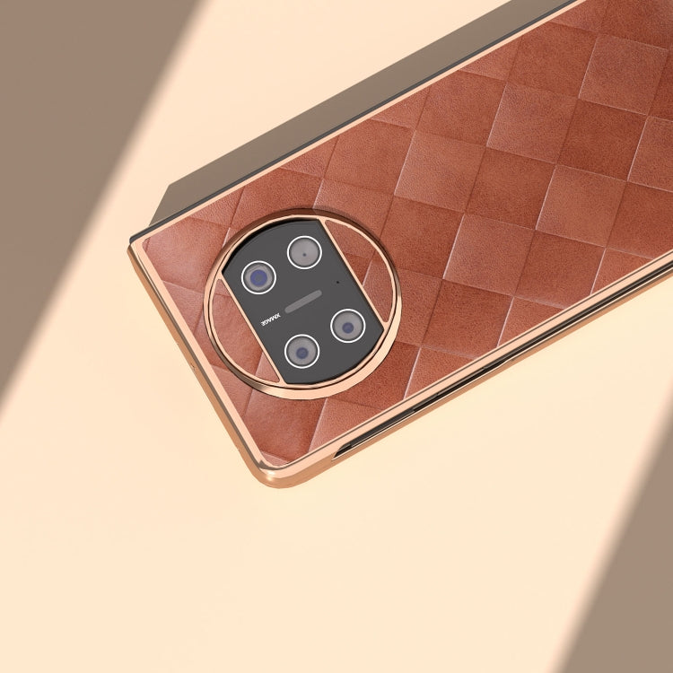 For Huawei Mate X3 Nano Plating Weave Plaid Texture PU Phone Case