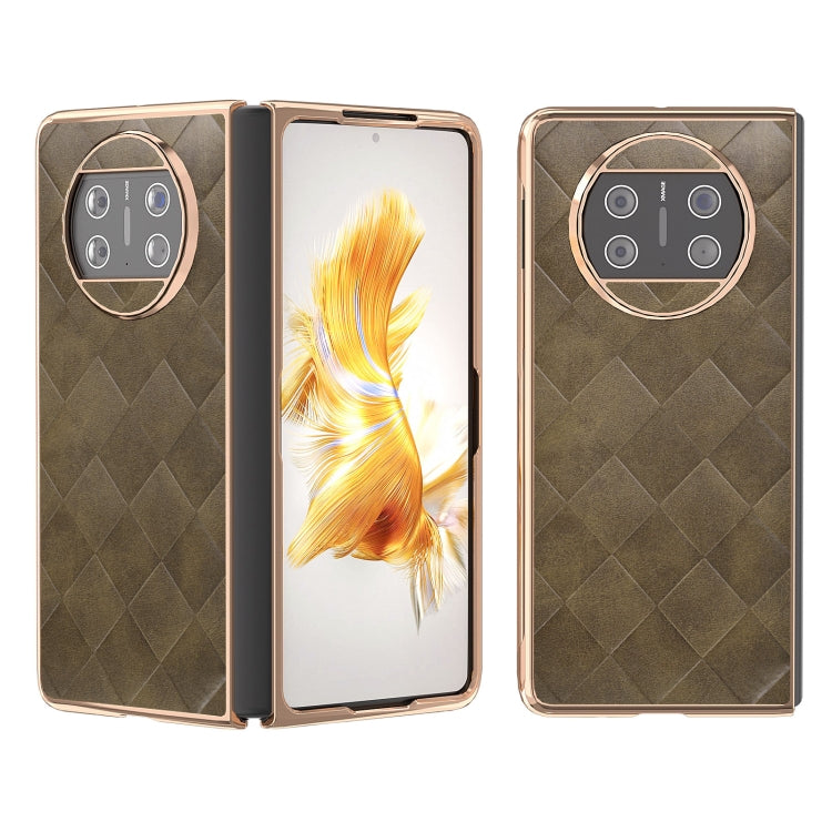 For Huawei Mate X3 Nano Plating Weave Plaid Texture PU Phone Case