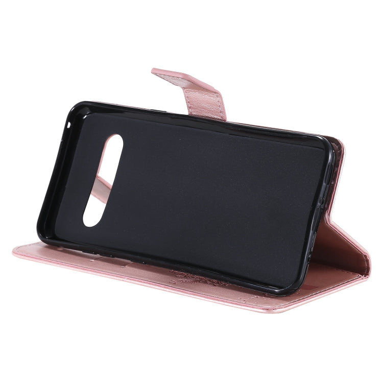 For LG V60 ThinQ 5G Tree & Cat Embossed Pattern Horizontal Flip Leather Case with Holder & Card Slots & Wallet & Lanyard