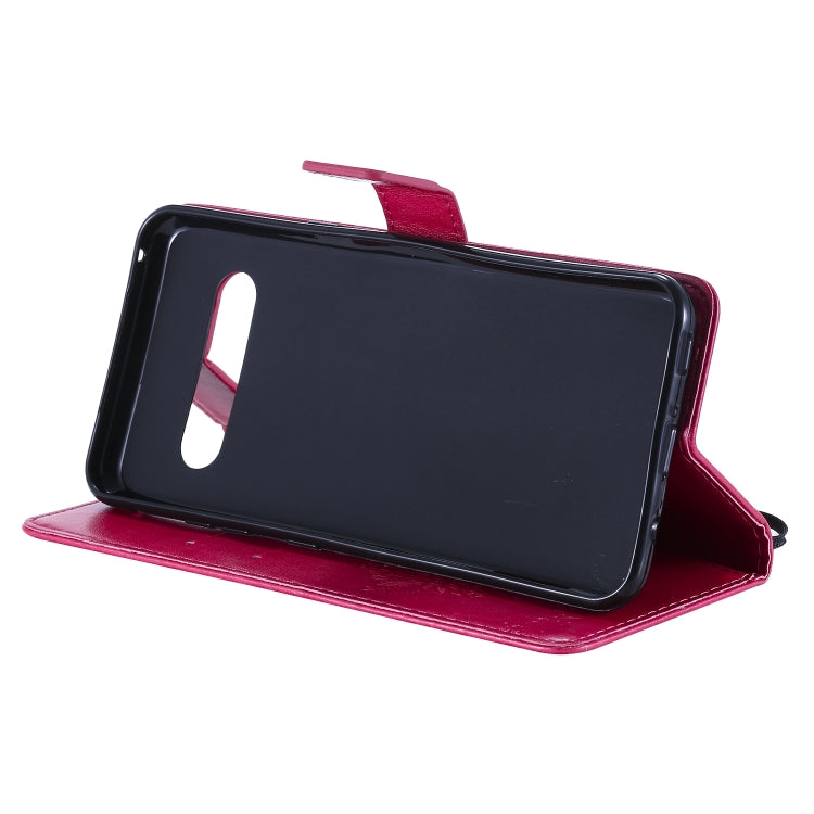 For LG V60 ThinQ 5G Tree & Cat Embossed Pattern Horizontal Flip Leather Case with Holder & Card Slots & Wallet & Lanyard