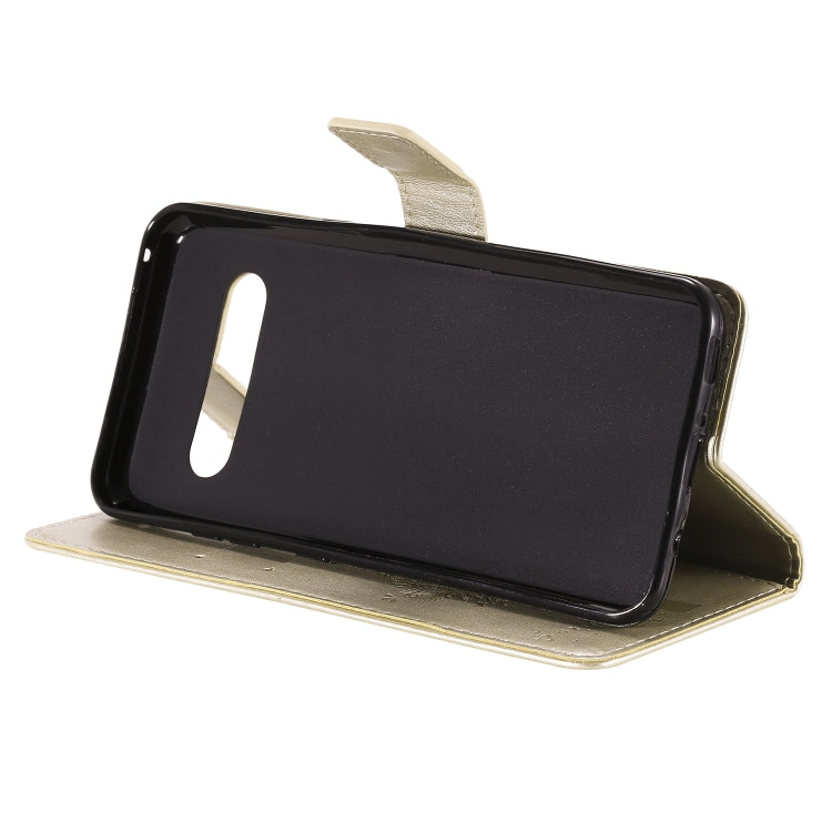 For LG V60 ThinQ 5G Tree & Cat Embossed Pattern Horizontal Flip Leather Case with Holder & Card Slots & Wallet & Lanyard