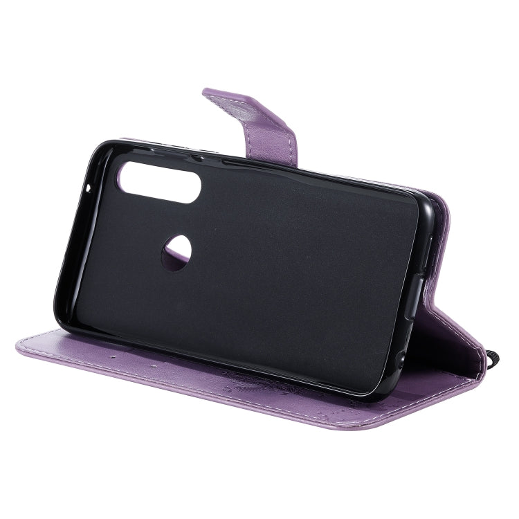 For Motorola Moto G Power Tree & Cat Embossed Pattern Horizontal Flip Leather Case with Holder & Card Slots & Wallet & Lanyard