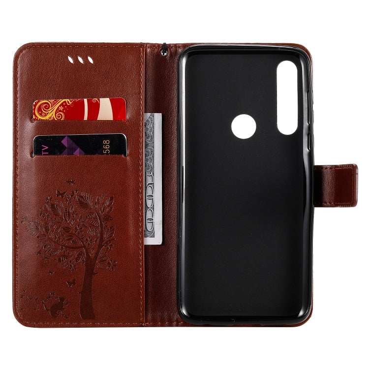 For Motorola Moto G Power Tree & Cat Embossed Pattern Horizontal Flip Leather Case with Holder & Card Slots & Wallet & Lanyard