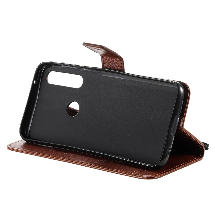 For Motorola Moto G Power Tree & Cat Embossed Pattern Horizontal Flip Leather Case with Holder & Card Slots & Wallet & Lanyard