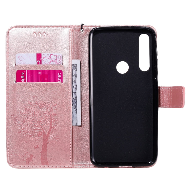 For Motorola Moto G Power Tree & Cat Embossed Pattern Horizontal Flip Leather Case with Holder & Card Slots & Wallet & Lanyard