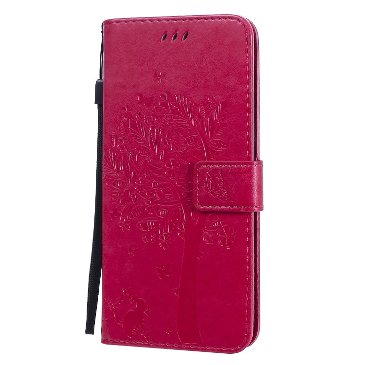For Motorola Moto G Power Tree & Cat Embossed Pattern Horizontal Flip Leather Case with Holder & Card Slots & Wallet & Lanyard