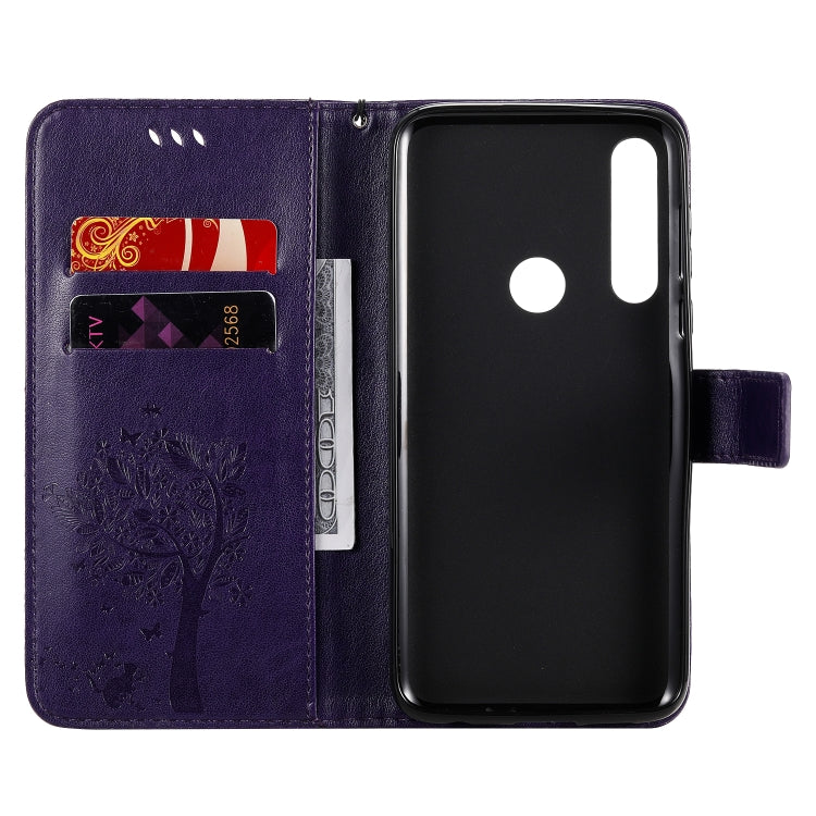 For Motorola Moto G Power Tree & Cat Embossed Pattern Horizontal Flip Leather Case with Holder & Card Slots & Wallet & Lanyard