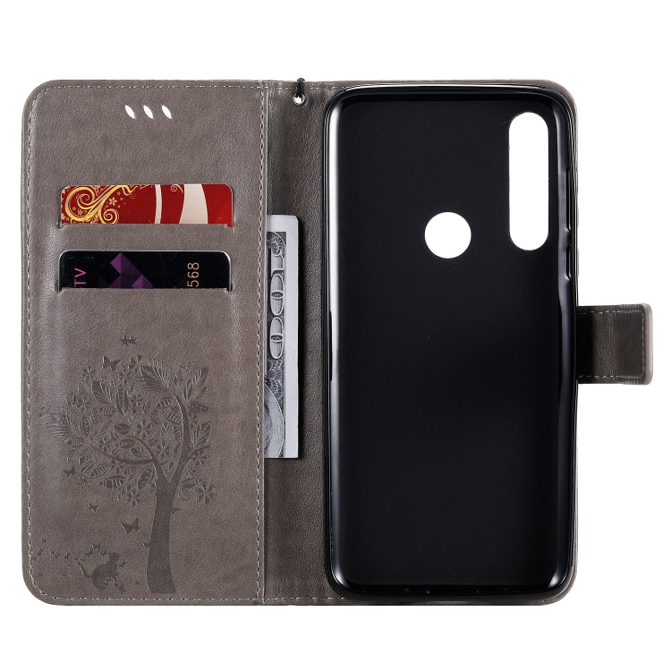 For Motorola Moto G Power Tree & Cat Embossed Pattern Horizontal Flip Leather Case with Holder & Card Slots & Wallet & Lanyard
