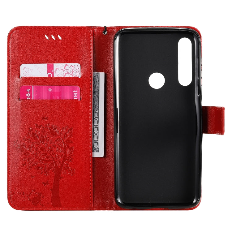 For Motorola Moto G Power Tree & Cat Embossed Pattern Horizontal Flip Leather Case with Holder & Card Slots & Wallet & Lanyard