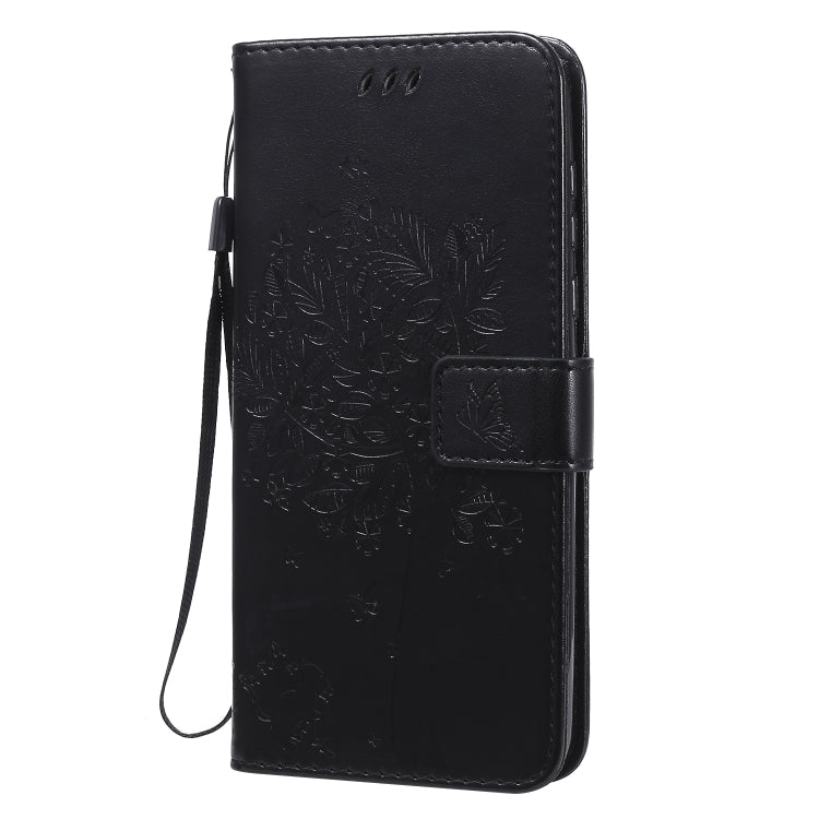 For Motorola Moto G Power Tree & Cat Embossed Pattern Horizontal Flip Leather Case with Holder & Card Slots & Wallet & Lanyard