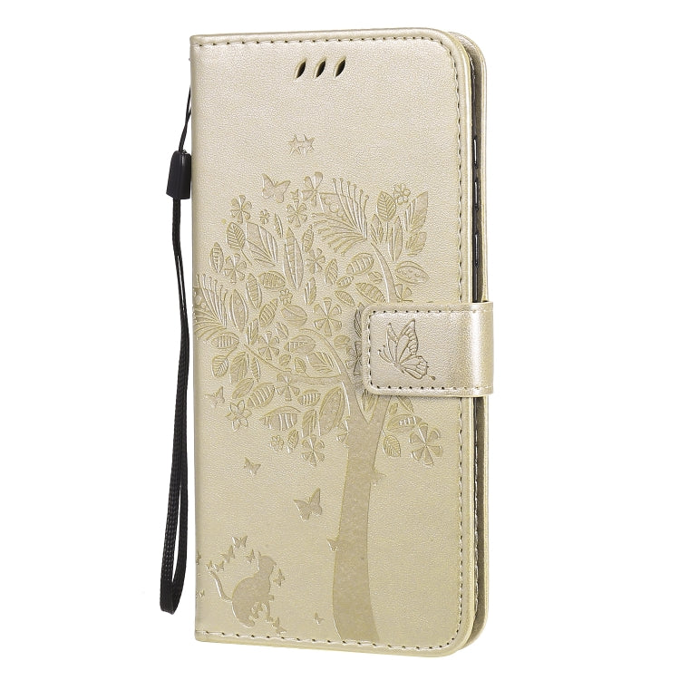 For Motorola Moto G Power Tree & Cat Embossed Pattern Horizontal Flip Leather Case with Holder & Card Slots & Wallet & Lanyard