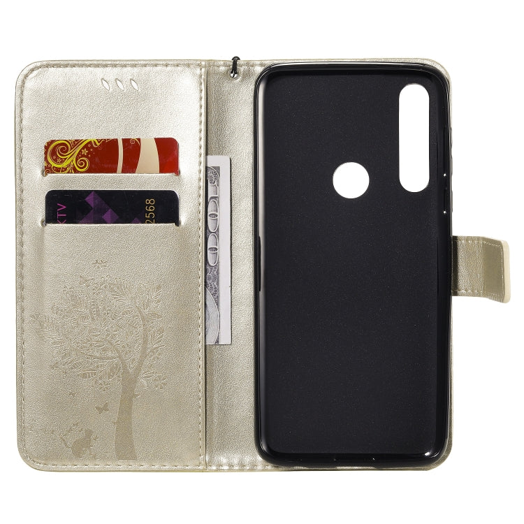 For Motorola Moto G Power Tree & Cat Embossed Pattern Horizontal Flip Leather Case with Holder & Card Slots & Wallet & Lanyard