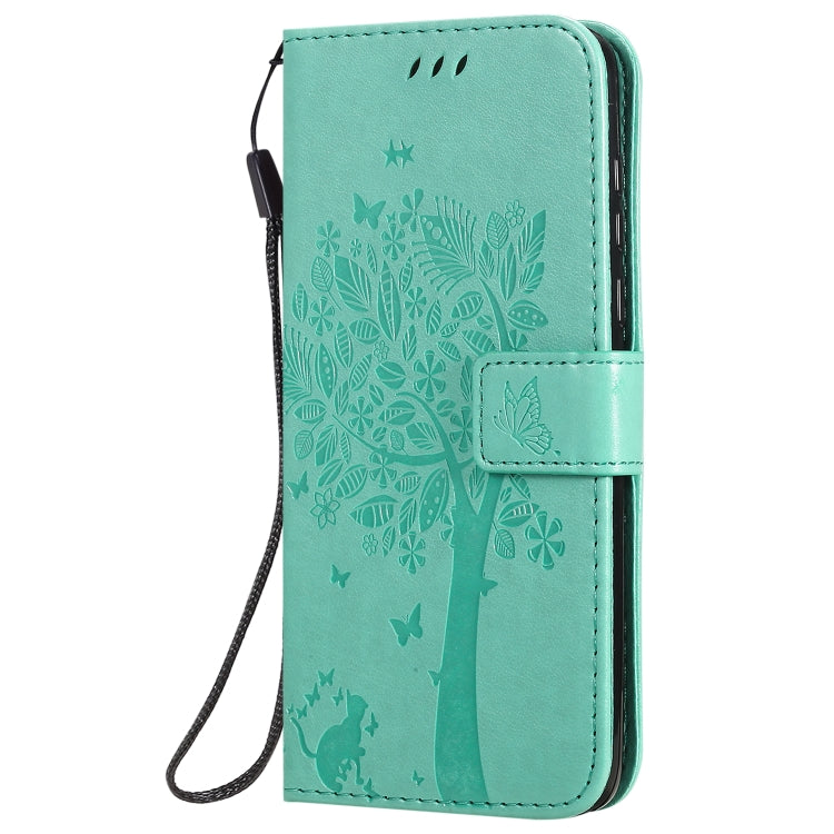 For Motorola Moto G8 Power Tree & Cat Embossed Pattern Horizontal Flip Leather Case with Holder & Card Slots & Wallet & Lanyard