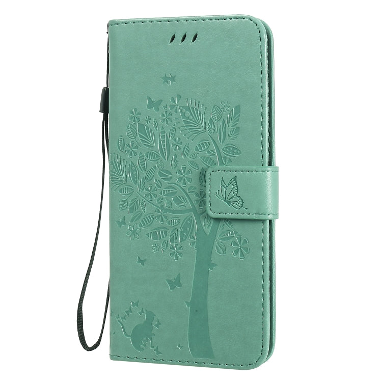 For OPPO Realme 6 Tree & Cat Embossed Pattern Horizontal Flip Leather Case with Holder & Card Slots & Wallet & Lanyard