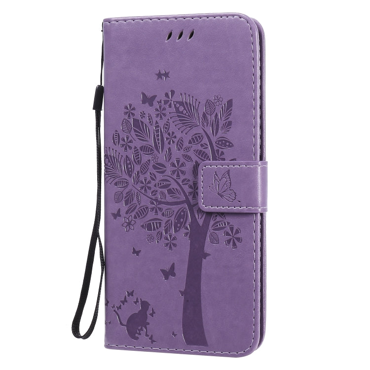 For OPPO Realme 6 Tree & Cat Embossed Pattern Horizontal Flip Leather Case with Holder & Card Slots & Wallet & Lanyard