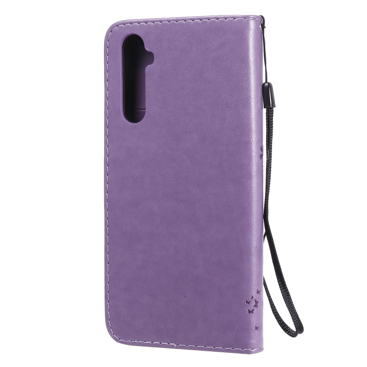For OPPO Realme 6 Tree & Cat Embossed Pattern Horizontal Flip Leather Case with Holder & Card Slots & Wallet & Lanyard