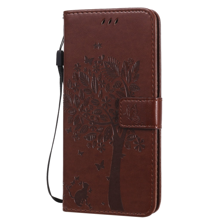 For OPPO Realme 6 Tree & Cat Embossed Pattern Horizontal Flip Leather Case with Holder & Card Slots & Wallet & Lanyard