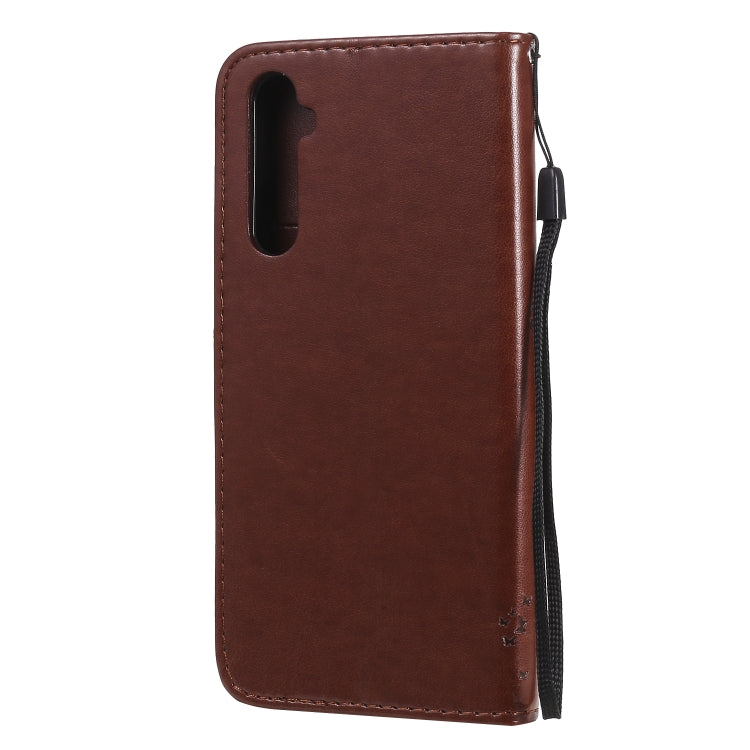 For OPPO Realme 6 Tree & Cat Embossed Pattern Horizontal Flip Leather Case with Holder & Card Slots & Wallet & Lanyard