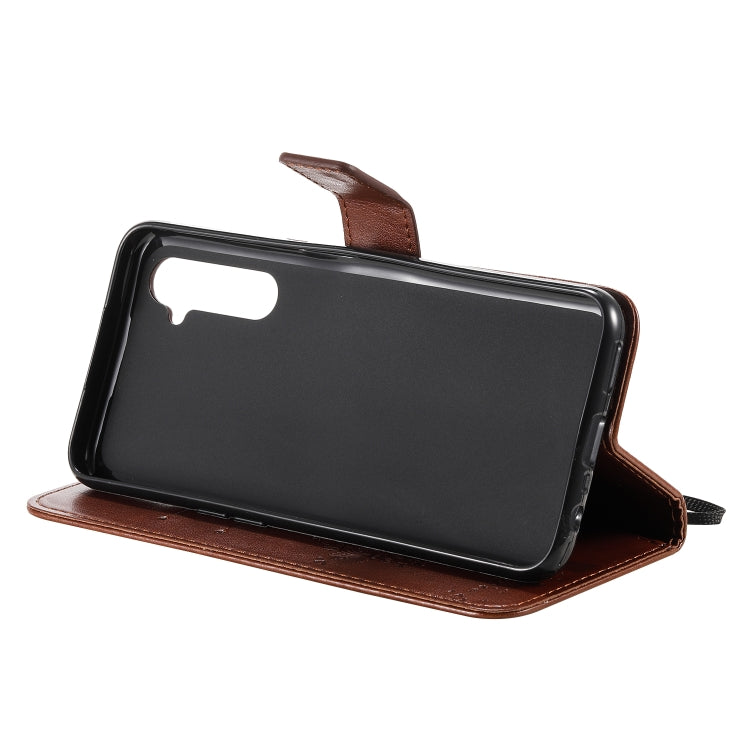 For OPPO Realme 6 Tree & Cat Embossed Pattern Horizontal Flip Leather Case with Holder & Card Slots & Wallet & Lanyard