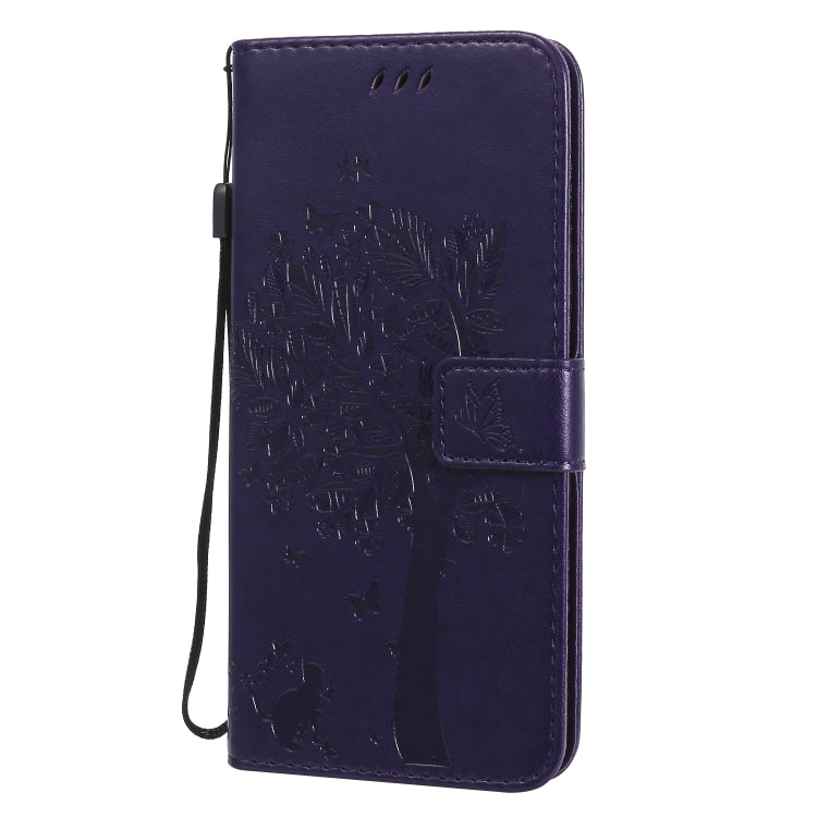 For OPPO Realme 6 Tree & Cat Embossed Pattern Horizontal Flip Leather Case with Holder & Card Slots & Wallet & Lanyard