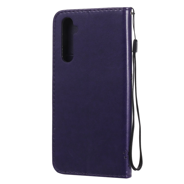 For OPPO Realme 6 Tree & Cat Embossed Pattern Horizontal Flip Leather Case with Holder & Card Slots & Wallet & Lanyard