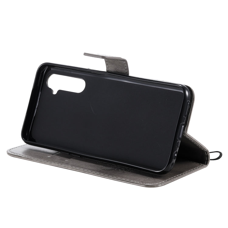 For OPPO Realme 6 Tree & Cat Embossed Pattern Horizontal Flip Leather Case with Holder & Card Slots & Wallet & Lanyard