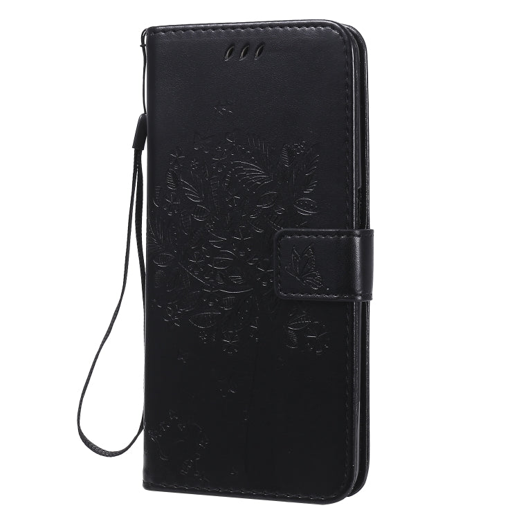 For OPPO Realme 6 Tree & Cat Embossed Pattern Horizontal Flip Leather Case with Holder & Card Slots & Wallet & Lanyard