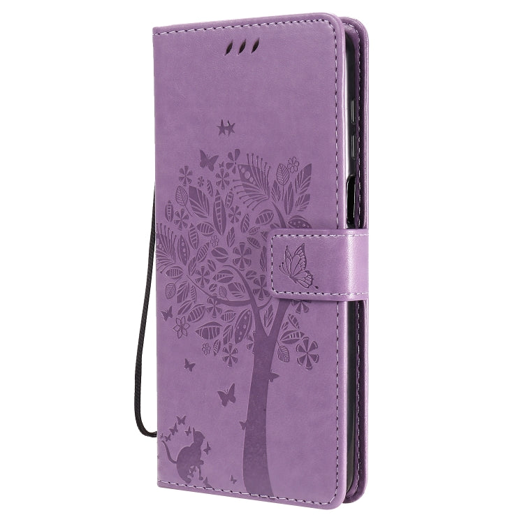 For Xiaomi Redmi Note 9 Pro Tree & Cat Embossed Pattern Horizontal Flip Leather Case with Holder & Card Slots & Wallet & Lanyard