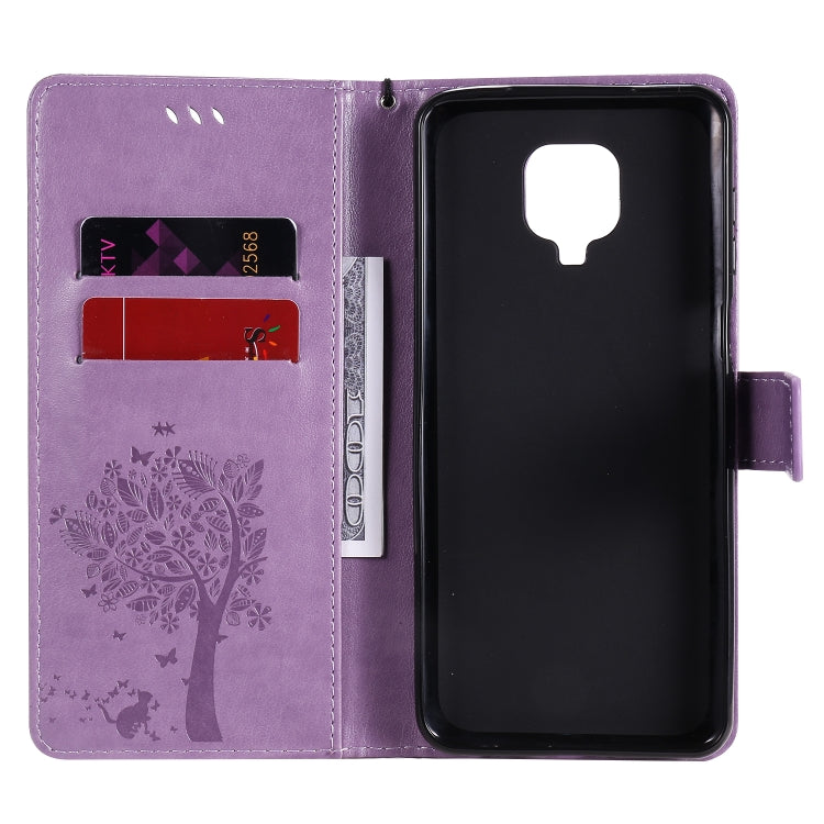 For Xiaomi Redmi Note 9 Pro Tree & Cat Embossed Pattern Horizontal Flip Leather Case with Holder & Card Slots & Wallet & Lanyard