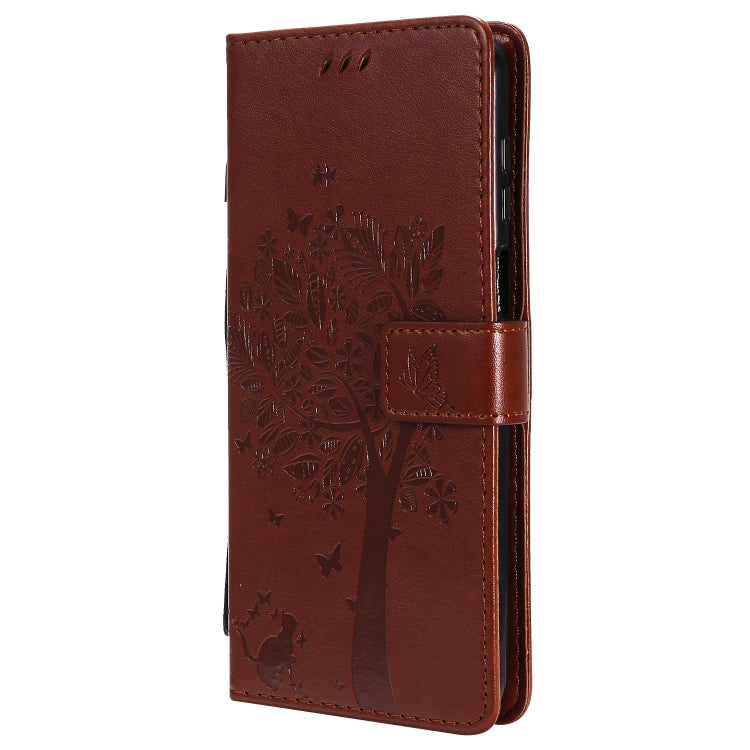 For Xiaomi Redmi Note 9 Pro Tree & Cat Embossed Pattern Horizontal Flip Leather Case with Holder & Card Slots & Wallet & Lanyard