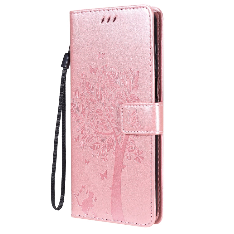 For Xiaomi Redmi Note 9 Pro Tree & Cat Embossed Pattern Horizontal Flip Leather Case with Holder & Card Slots & Wallet & Lanyard