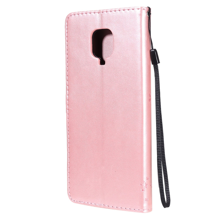 For Xiaomi Redmi Note 9 Pro Tree & Cat Embossed Pattern Horizontal Flip Leather Case with Holder & Card Slots & Wallet & Lanyard
