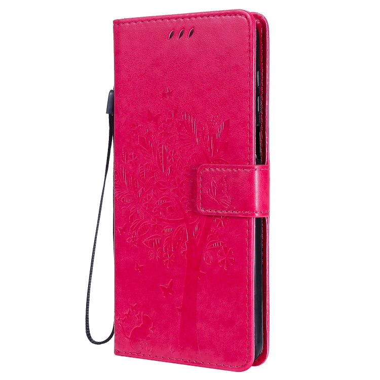 For Xiaomi Redmi Note 9 Pro Tree & Cat Embossed Pattern Horizontal Flip Leather Case with Holder & Card Slots & Wallet & Lanyard